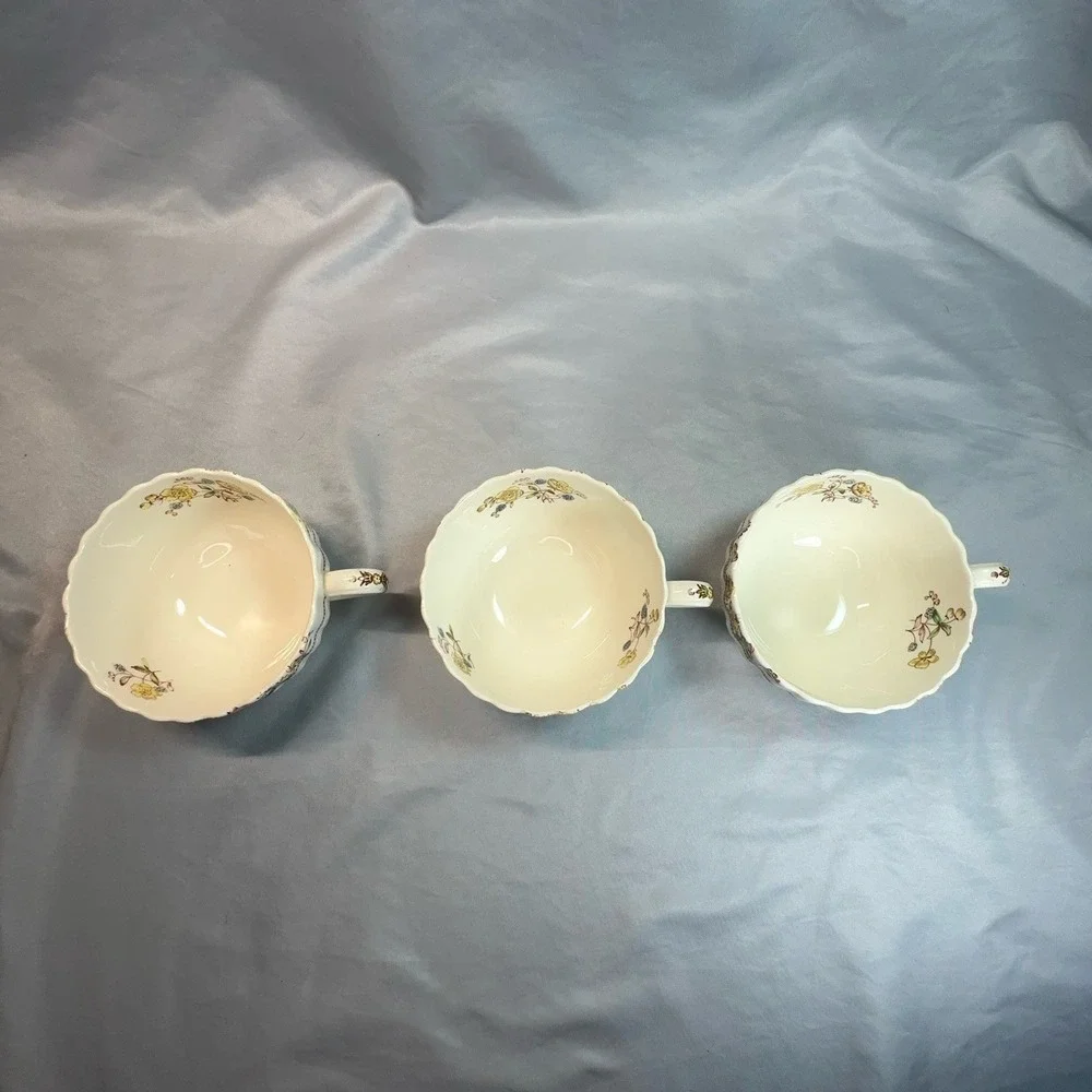 Spode Buttercup Teacup Saucer Set‎ Copeland England Scalloped Floral Old Mark